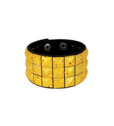 YELLOW PAINT SPATTERED pyramid stud studded wristband strap